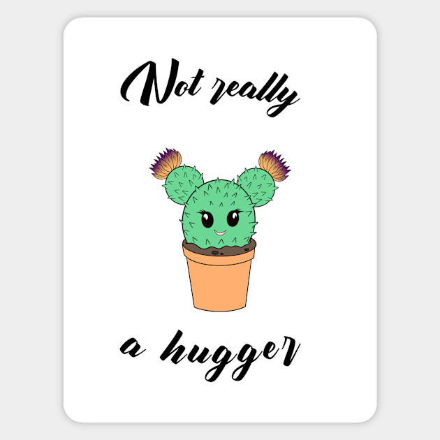 Not really a hugger - a cute kawaii cactus Sticker by Cute_but_crazy_designs